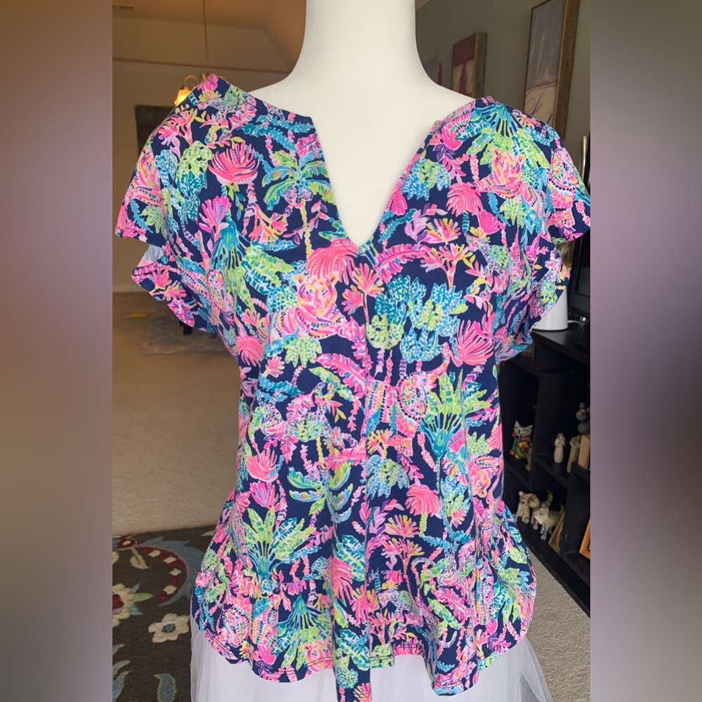 Lilly Pulitzer Peplum Cotton Top